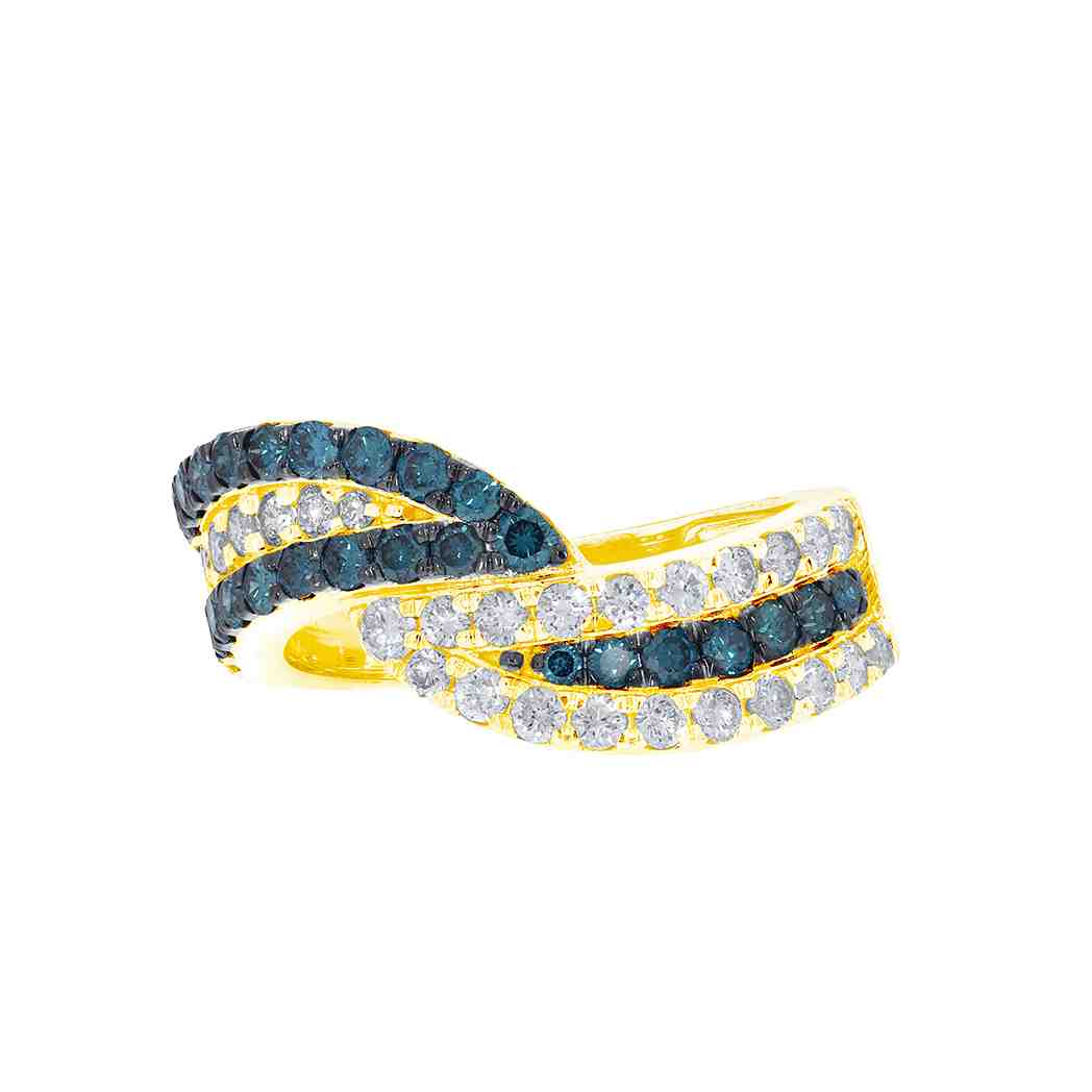 Blue and White Diamond Twisted Ring LR12684A